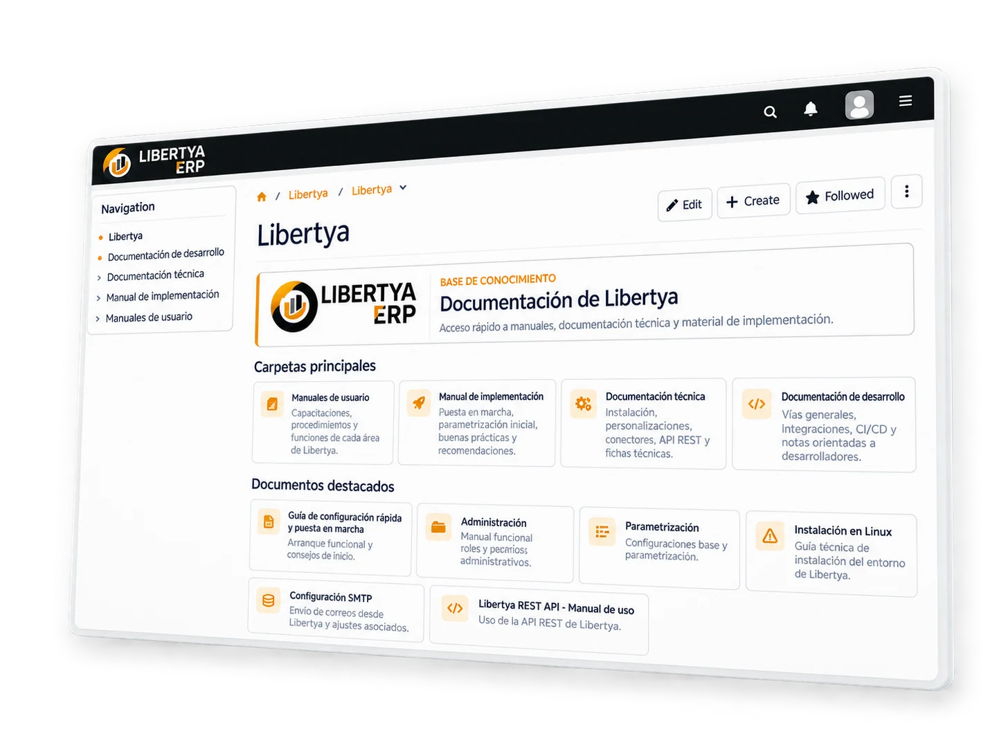 Vista del Centro de Documentación de Libertya